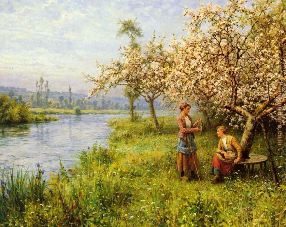 Country Women after Fishing on a Summer's Day painting - Louis Aston Knight Country Women after Fishing on a Summer's Day art painting